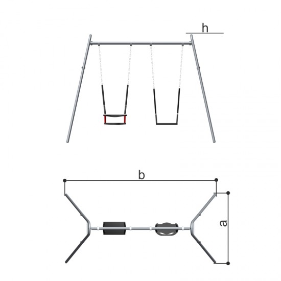 Качели двойные с разными сиденьями (цепная подвеска) Romana 108.18.00-02